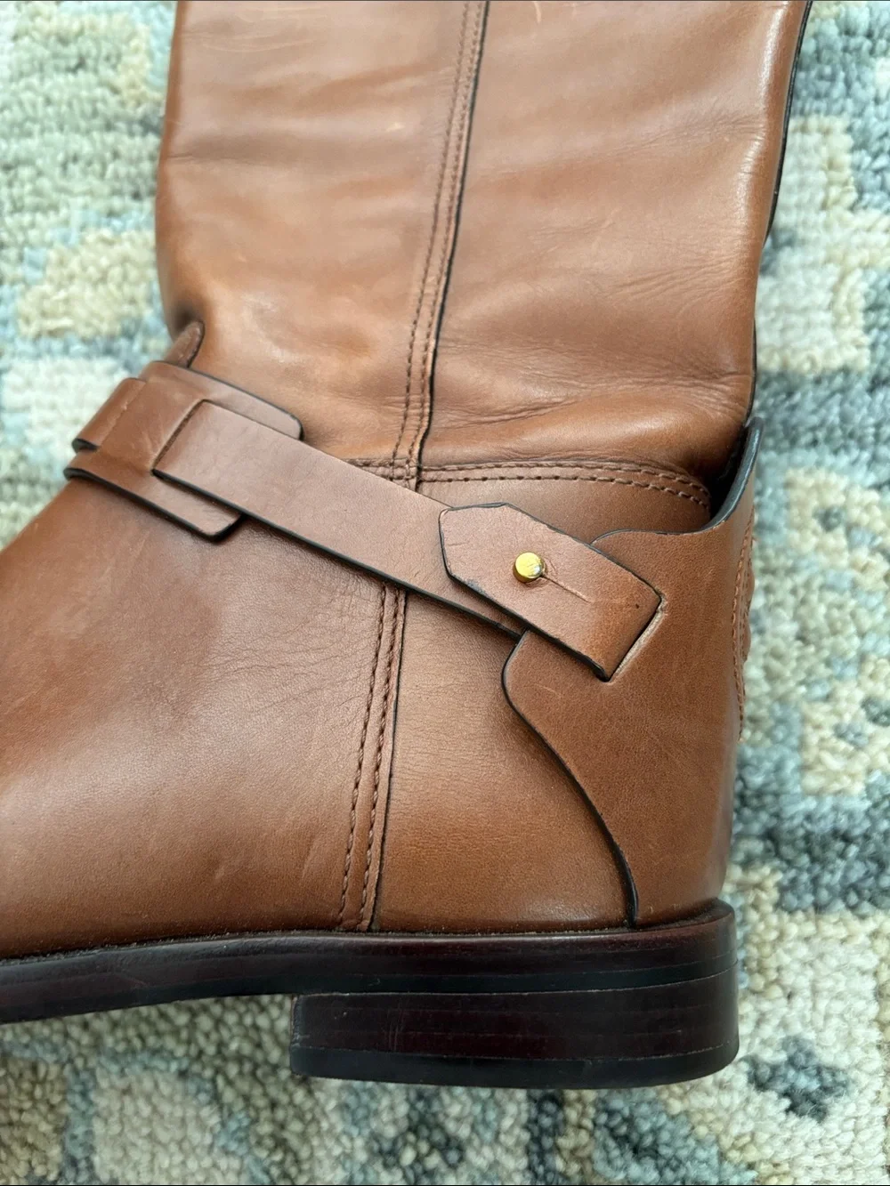 Tory Burch Chestnut Leather Tall Riding Boots